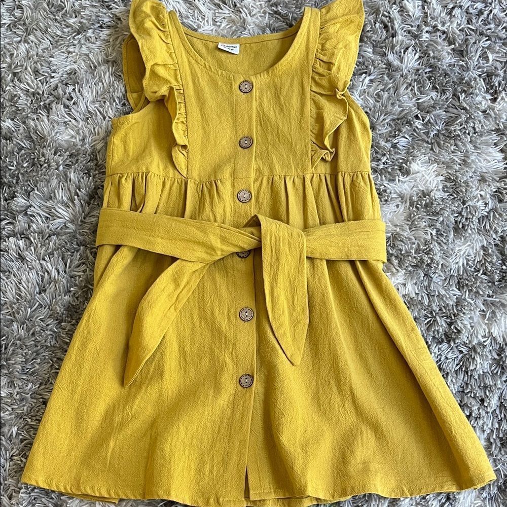 PatPat Mustard Ruffle Button Dress